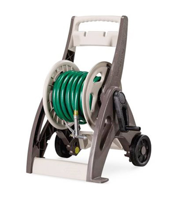 Suncast Brown Resin Wicker Slide Trak Hideaway Hose Reel, 175 ft. Hose ...