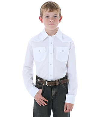 Wrangler Boys' White Long Sleeve Dress Shirt, 204WHSL - Wilco Farm Stores